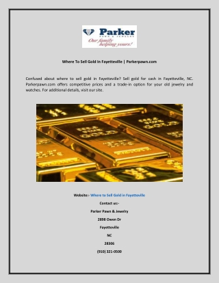 Where To Sell Gold In Fayetteville  Parkerpawn