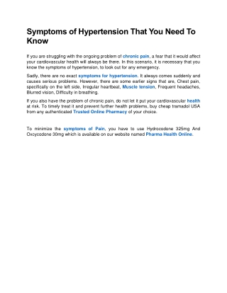 Symptoms of Hypertension That You Need To Know