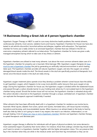 The Biggest Trends in hyperbaric chamber for sale in georgia We've Seen This Yea