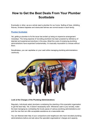 How to Get the Best Deals From Your Plumber Scottsdale