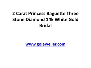 2 Carat Princess Baguette Three Stone Diamond 14k White Gold