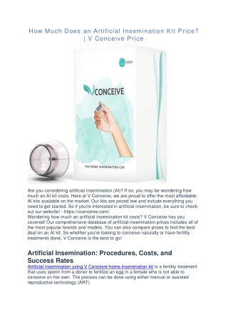 How Much Does an Artificial Insemination Kit Price - V Conceive Price
