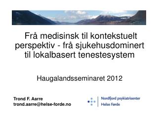 Frå medisinsk til kontekstuelt perspektiv - frå sjukehusdominert til lokalbasert tenestesystem Haugalandsseminaret 2012