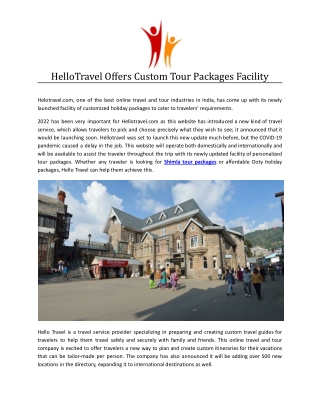 HelloTravel Offers Custom Tour Packages Facility.docx