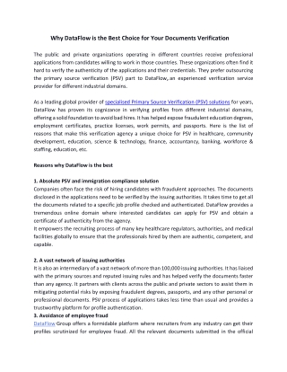 Why DataFlow is the Best Choice for Your Documents Verification