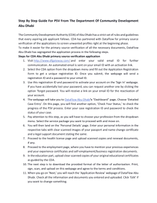 Step By Step Guide For PSV From The Department Of Community Development Abu Dhabi