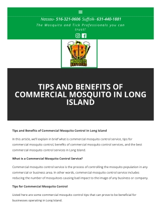 Commercial Mosquito Control in Long Island - Mosquitobrothers.Com