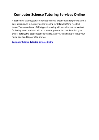Computer Science Tutoring Services Online