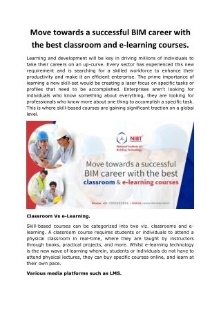 Move towards a successful BIM career with the best classroom