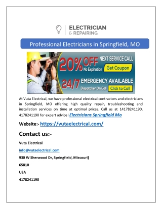 Professional Electricians in Springfield, MO