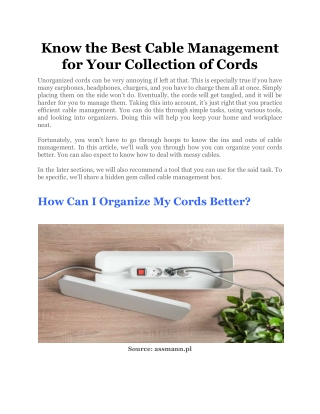 Know the Best Cable Management for Your Collection of Cords