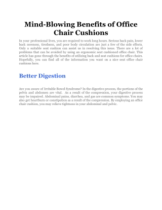 Mind-Blowing Benefits of Office Chair Cushions