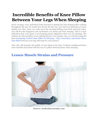 Incredible Benefits of Knee Pillow Between Your Legs When Sleeping
