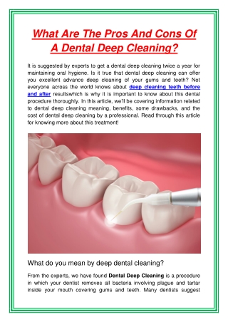 What Are The Pros And Cons Of A Dental Deep Cleaning
