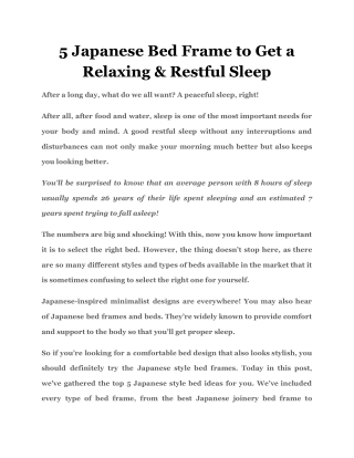 5 Japanese Bed Frame to Get a Relaxing & Restful Sleep