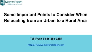 Some Important Points to Consider When Relocating from an Urban to a Rural Area