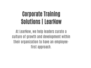 Corporate Training Solutions | LearNow