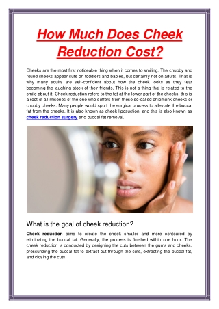 How Much Does Cheek Reduction Cost