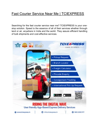 Fast Courier Service Near Me | TCIEXPRESS