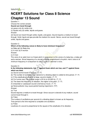 NCERT Solutions for Class 8 Science -Chapter 13 Sound