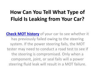 How Can You Tell What Type of Fluid Is Leaking from Your Car