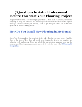 7 Questions to Ask a Professional Before You Start Your Flooring Project