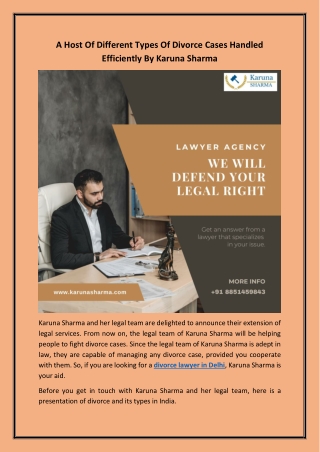 A Host Of Different Types Of Divorce Cases Handled Efficiently By Karuna Sharma
