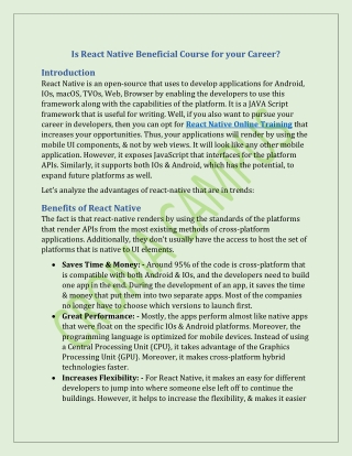 Is React Native Beneficial Course for your Career?