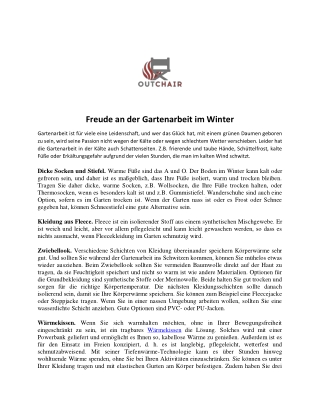 Freude an der Gartenarbeit im Winter