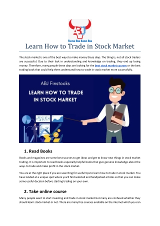 Learn How to Trade in Stock Market