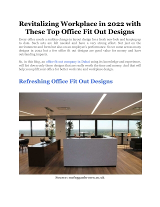Revitalizing Workplace in 2022 with These Top Office Fit Out Designs