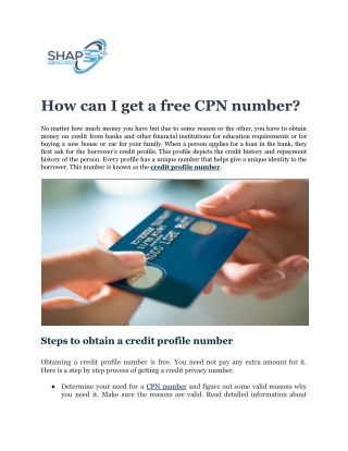 How can I get a free CPN number?