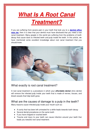 What Is A Root Canal Treatment