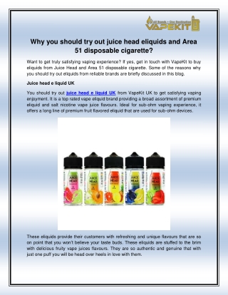 Juice head e liquid UK
