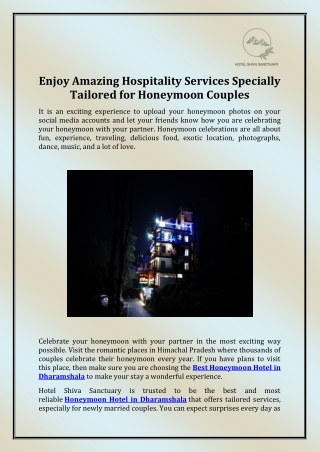 Best Honeymoon Hotel in Dharamshala