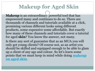 VLCC Institute Makeup for Aged Skin