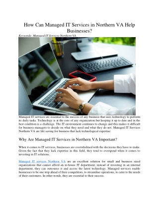 How Can Managed IT Services in Northern VA Help Businesses