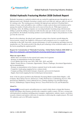 Global Hydraulic Fracturing Market Overview Analysis and Growth