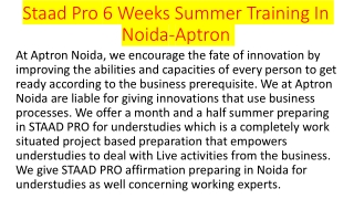Staad Pro 6 Weeks Summer Training In Noida-Aptron