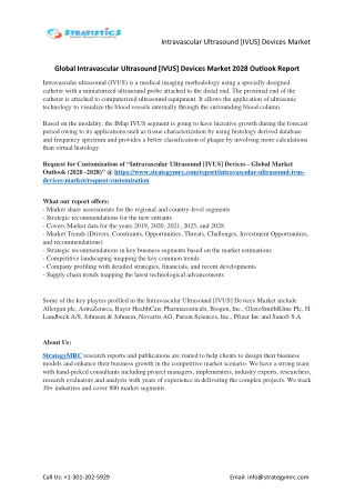 Intravascular Ultrasound [IVUS] Devices Market Forecasts to 2028