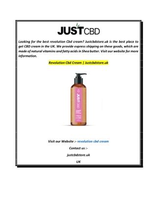 Revolution Cbd Cream  Justcbdstore.uk