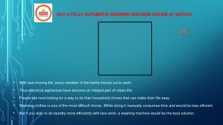 Buy a fully automatic washing machine online at Sathya