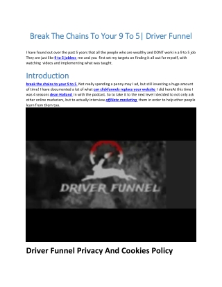 Break The Chains To Your 9 To 5 Driver Funnel