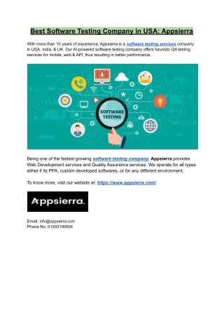 Appsierra: Best Software Testing Company Gives Total Quality Assurance