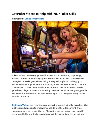 Get Poker Videos to Help with Your Poker Skills