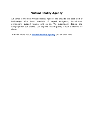 Virtual Reality Agency