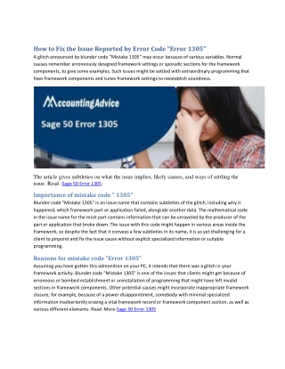 How to Fix Sage 50 Error 1305