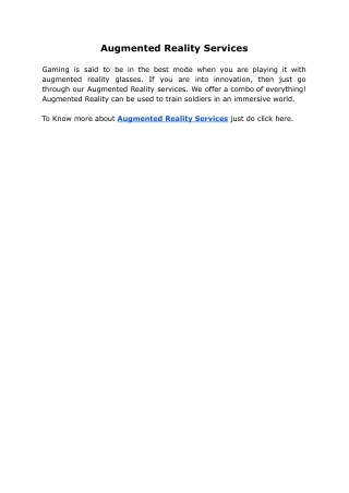 Augmented Reality Services