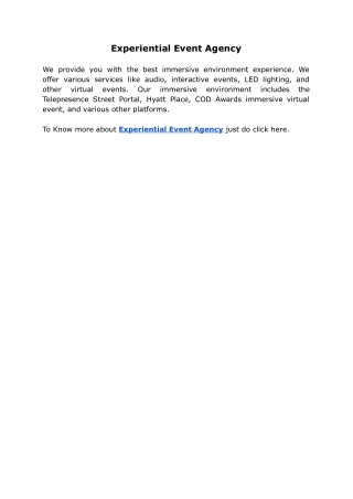 Experiential Event Agency