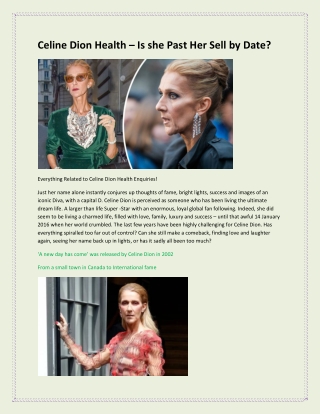 Celine Dion Health – Is she Past Her Sell by Date